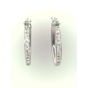 Sterling Silver 925 Stamped Stunning 3/4 Inch CZ Hoop Earrings